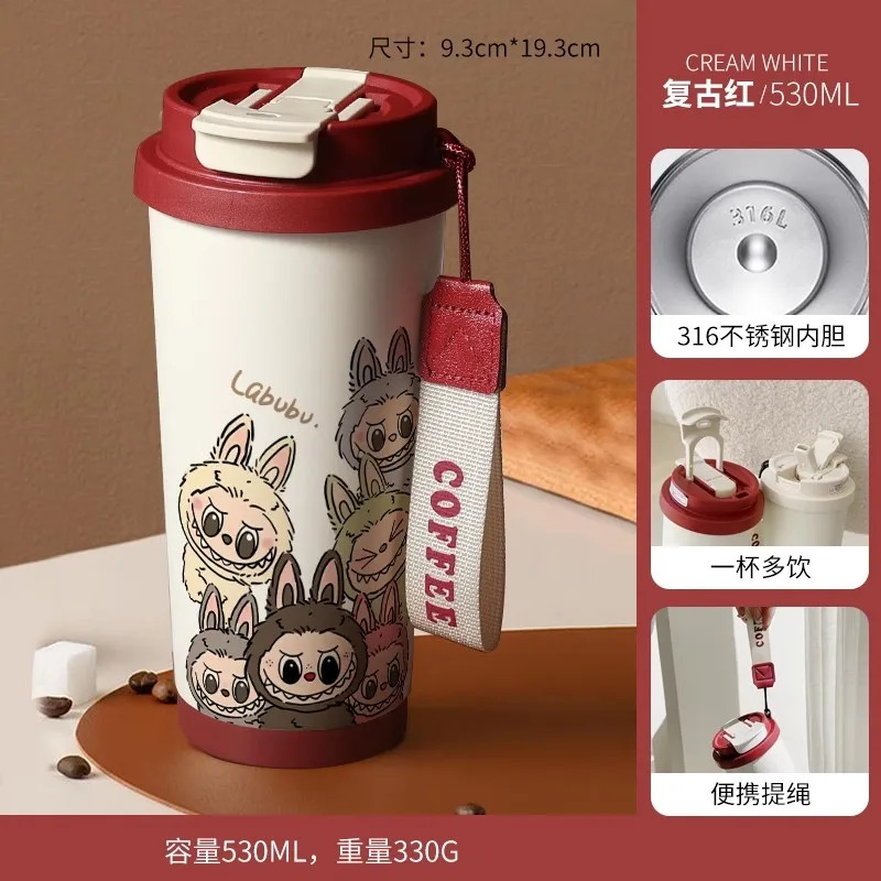 New 530ml 316stainless steel insulated cup with straw and lid coffee mug large capacity car cup - Image 5