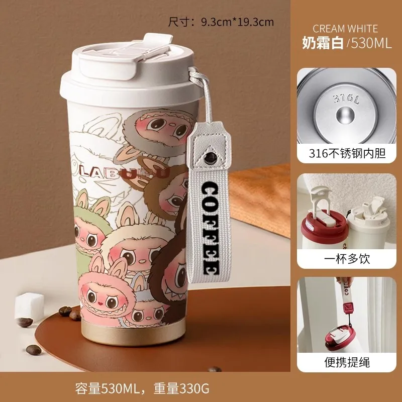 New 530ml 316stainless steel insulated cup with straw and lid coffee mug large capacity car cup - Image 16