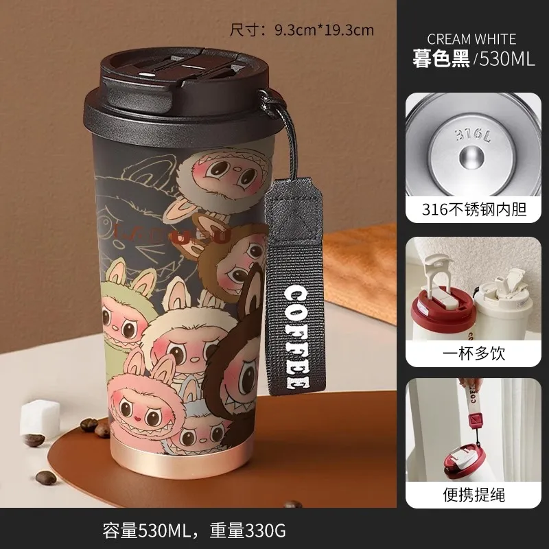 New 530ml 316stainless steel insulated cup with straw and lid coffee mug large capacity car cup - Image 8