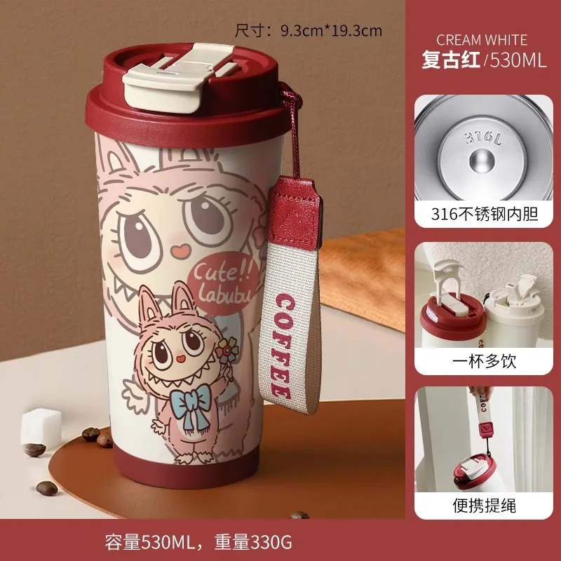 New 530ml 316stainless steel insulated cup with straw and lid coffee mug large capacity car cup - Image 9