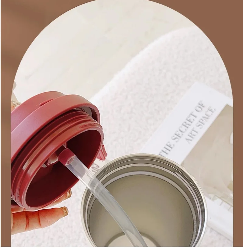 New 530ml 316stainless steel insulated cup with straw and lid coffee mug large capacity car cup - Image 20