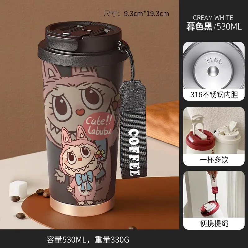 New 530ml 316stainless steel insulated cup with straw and lid coffee mug large capacity car cup - Image 11