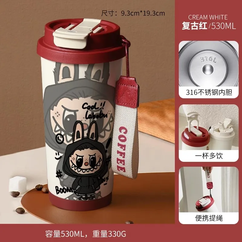 New 530ml 316stainless steel insulated cup with straw and lid coffee mug large capacity car cup - Image 13