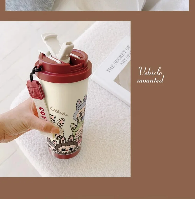 New 530ml 316stainless steel insulated cup with straw and lid coffee mug large capacity car cup - Image 26