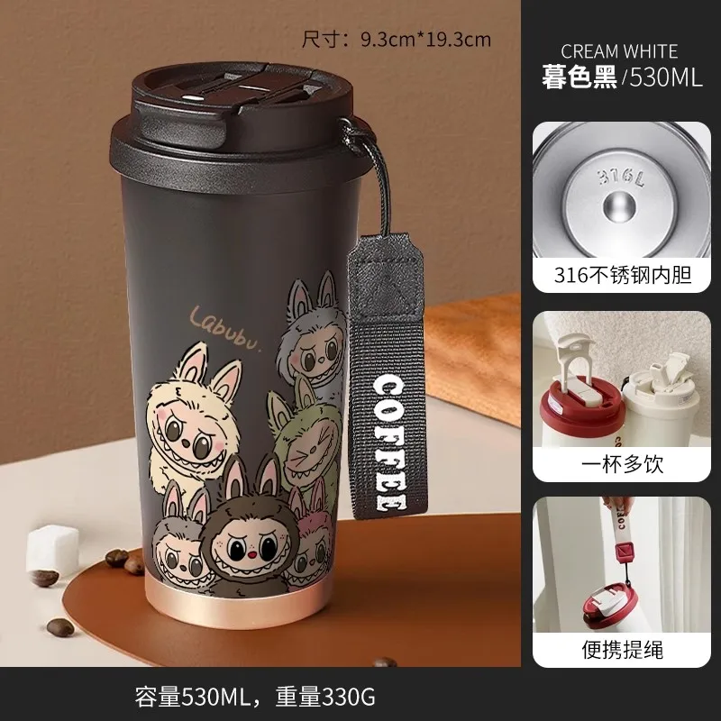 New 530ml 316stainless steel insulated cup with straw and lid coffee mug large capacity car cup - Image 12