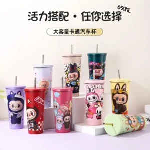 Sd10aa0c962a543328b88d3dd7b3d7b07g.webp New Cartoon Thermos Cup Stainless Steel Liner Coffee Cup High Value Large Capacity Portable Straw Water Cup Mugs Coffee Cups