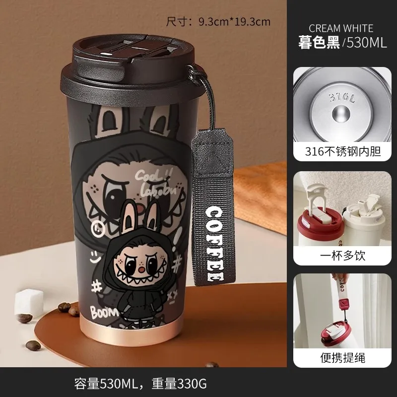 New 530ml 316stainless steel insulated cup with straw and lid coffee mug large capacity car cup - Image 14